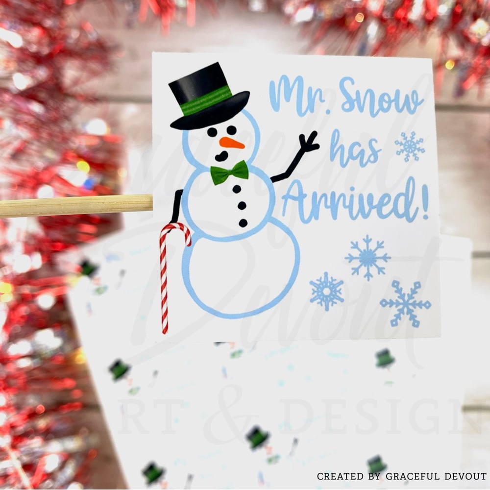 ❄️Mr. Snow Has Arrived - 2" (inches) (48ct.) Stickers - Picture 2 of 5